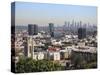 Hollywood and Downtown Skyline, Los Angeles, California, United States of America, North America-Wendy Connett-Stretched Canvas