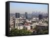 Hollywood and Downtown Skyline, Los Angeles, California, United States of America, North America-Wendy Connett-Framed Stretched Canvas
