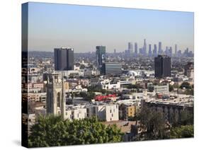 Hollywood and Downtown Skyline, Los Angeles, California, United States of America, North America-Wendy Connett-Stretched Canvas