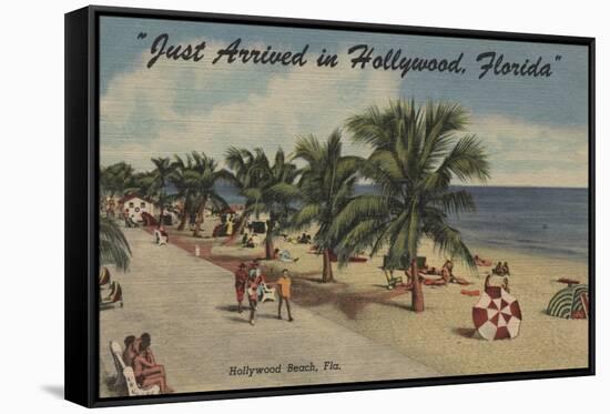 Hollywood Beach, Florida - View of Beach-Lantern Press-Framed Stretched Canvas