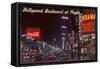 Hollywood Boulevard at Night, Los Angeles, California-null-Framed Stretched Canvas
