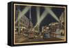 Hollywood, CA - Night View of Hollywood Blvd.-Lantern Press-Framed Stretched Canvas