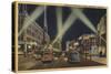 Hollywood, CA - Night View of Hollywood Blvd.-Lantern Press-Stretched Canvas