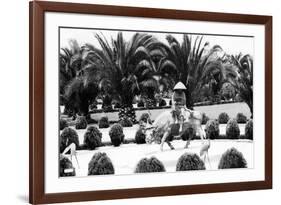 Hollywood, California - Bernheimer Residence, Man on Water Buffalo Photo-Lantern Press-Framed Premium Giclee Print