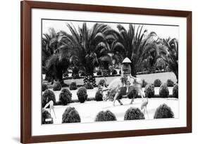 Hollywood, California - Bernheimer Residence, Man on Water Buffalo Photo-Lantern Press-Framed Art Print