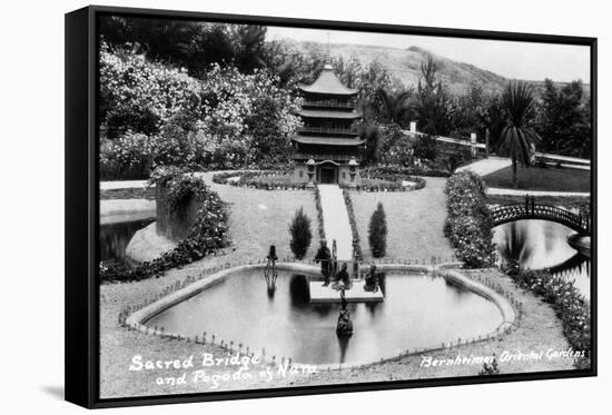 Hollywood, California - Bernheimer Residence, Sacred Bridge and Pogoda of Nara Photo-Lantern Press-Framed Stretched Canvas