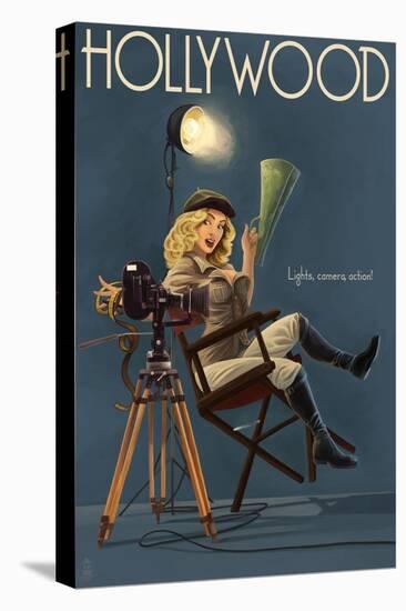 Hollywood, California - Directing Pinup Girl-Lantern Press-Stretched Canvas