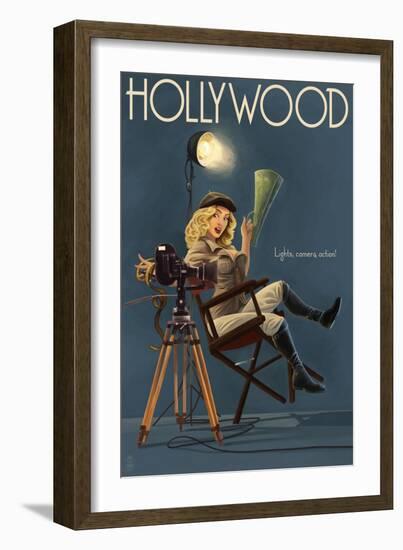 Hollywood, California - Directing Pinup Girl-Lantern Press-Framed Art Print