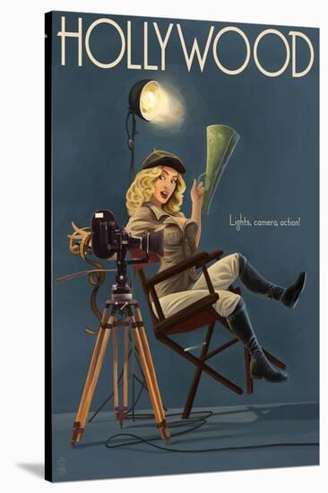 Hollywood, California - Directing Pinup Girl-Lantern Press-Stretched Canvas