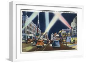 Hollywood, California - Hollywood Boulevard at Night-Lantern Press-Framed Art Print