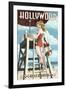 Hollywood, California - Lifeguard Pinup-Lantern Press-Framed Art Print