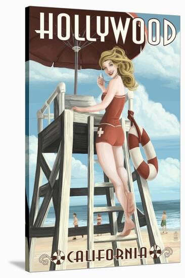 Hollywood, California - Lifeguard Pinup-Lantern Press-Stretched Canvas