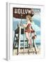 Hollywood, California - Lifeguard Pinup-Lantern Press-Framed Art Print