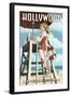 Hollywood, California - Lifeguard Pinup-Lantern Press-Framed Art Print