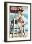 Hollywood, California - Lifeguard Pinup-Lantern Press-Framed Art Print