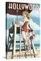 Hollywood, California - Lifeguard Pinup-Lantern Press-Stretched Canvas