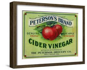 Hollywood, California - Peterson's Cider Vinegar Label-Lantern Press-Framed Art Print