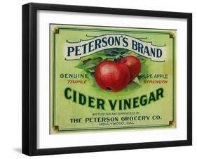 Hollywood, California - Peterson's Cider Vinegar Label-Lantern Press-Framed Art Print