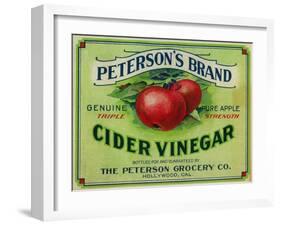 Hollywood, California - Peterson's Cider Vinegar Label-Lantern Press-Framed Art Print