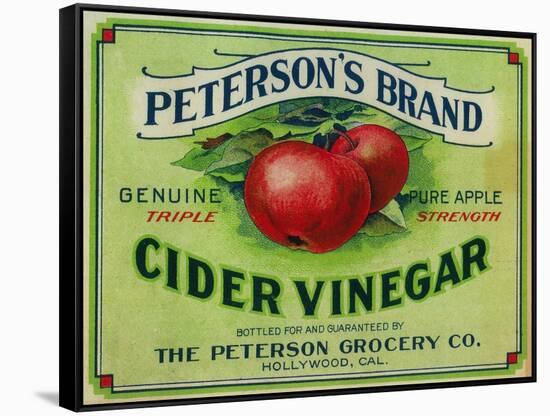 Hollywood, California - Peterson's Cider Vinegar Label-Lantern Press-Framed Stretched Canvas