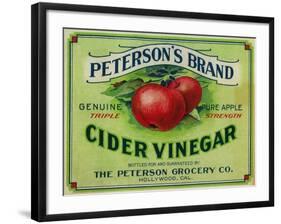 Hollywood, California - Peterson's Cider Vinegar Label-Lantern Press-Framed Art Print