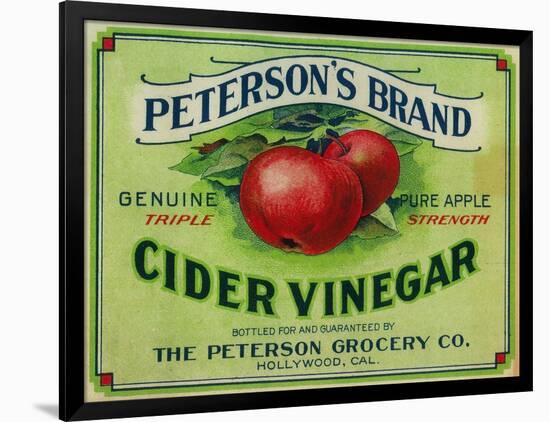 Hollywood, California - Peterson's Cider Vinegar Label-Lantern Press-Framed Art Print