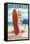 Hollywood, California - Surfer Pinup-Lantern Press-Framed Stretched Canvas