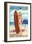 Hollywood, California - Surfer Pinup-Lantern Press-Framed Art Print