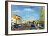 Hollywood, California - View Down Hollywood Boulevard-Lantern Press-Framed Art Print