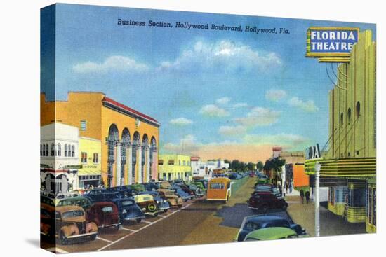 Hollywood, California - View Down Hollywood Boulevard-Lantern Press-Stretched Canvas