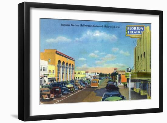 Hollywood, California - View Down Hollywood Boulevard-Lantern Press-Framed Art Print