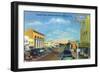 Hollywood, California - View Down Hollywood Boulevard-Lantern Press-Framed Art Print