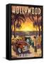 Hollywood, California - Woodies on the Beach-Lantern Press-Framed Stretched Canvas