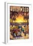 Hollywood, California - Woodies on the Beach-Lantern Press-Framed Art Print