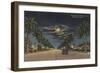 Hollywood, FL - Moonlight View over Hollywood Blvd.-Lantern Press-Framed Art Print