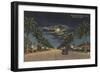 Hollywood, FL - Moonlight View over Hollywood Blvd.-Lantern Press-Framed Art Print