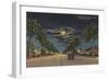 Hollywood, FL - Moonlight View over Hollywood Blvd.-Lantern Press-Framed Art Print