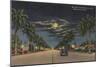 Hollywood, FL - Moonlight View over Hollywood Blvd.-Lantern Press-Mounted Art Print