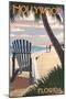 Hollywood, Florida - Adirondack Chair on the Beach-Lantern Press-Mounted Art Print
