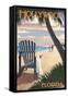 Hollywood, Florida - Adirondack Chair on the Beach-Lantern Press-Framed Stretched Canvas