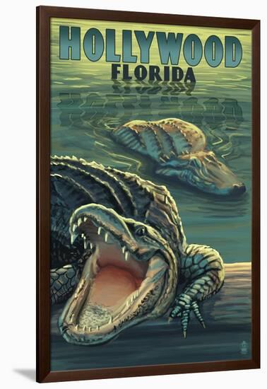 Hollywood, Florida - Alligators-Lantern Press-Framed Art Print