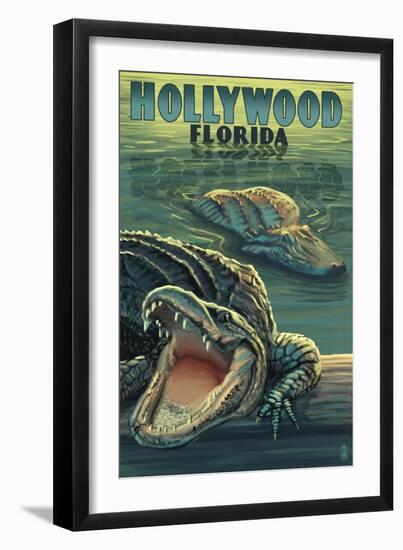 Hollywood, Florida - Alligators-Lantern Press-Framed Art Print