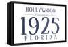 Hollywood, Florida - Established Date (Blue)-Lantern Press-Framed Stretched Canvas