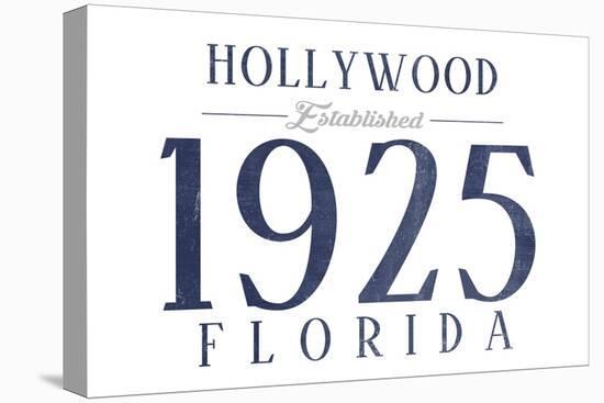 Hollywood, Florida - Established Date (Blue)-Lantern Press-Stretched Canvas