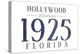 Hollywood, Florida - Established Date (Blue)-Lantern Press-Stretched Canvas