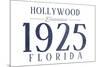 Hollywood, Florida - Established Date (Blue)-Lantern Press-Mounted Art Print