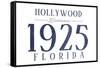 Hollywood, Florida - Established Date (Blue)-Lantern Press-Framed Stretched Canvas