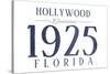 Hollywood, Florida - Established Date (Blue)-Lantern Press-Stretched Canvas