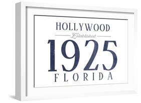 Hollywood, Florida - Established Date (Blue)-Lantern Press-Framed Art Print