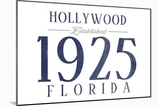 Hollywood, Florida - Established Date (Blue)-Lantern Press-Mounted Art Print